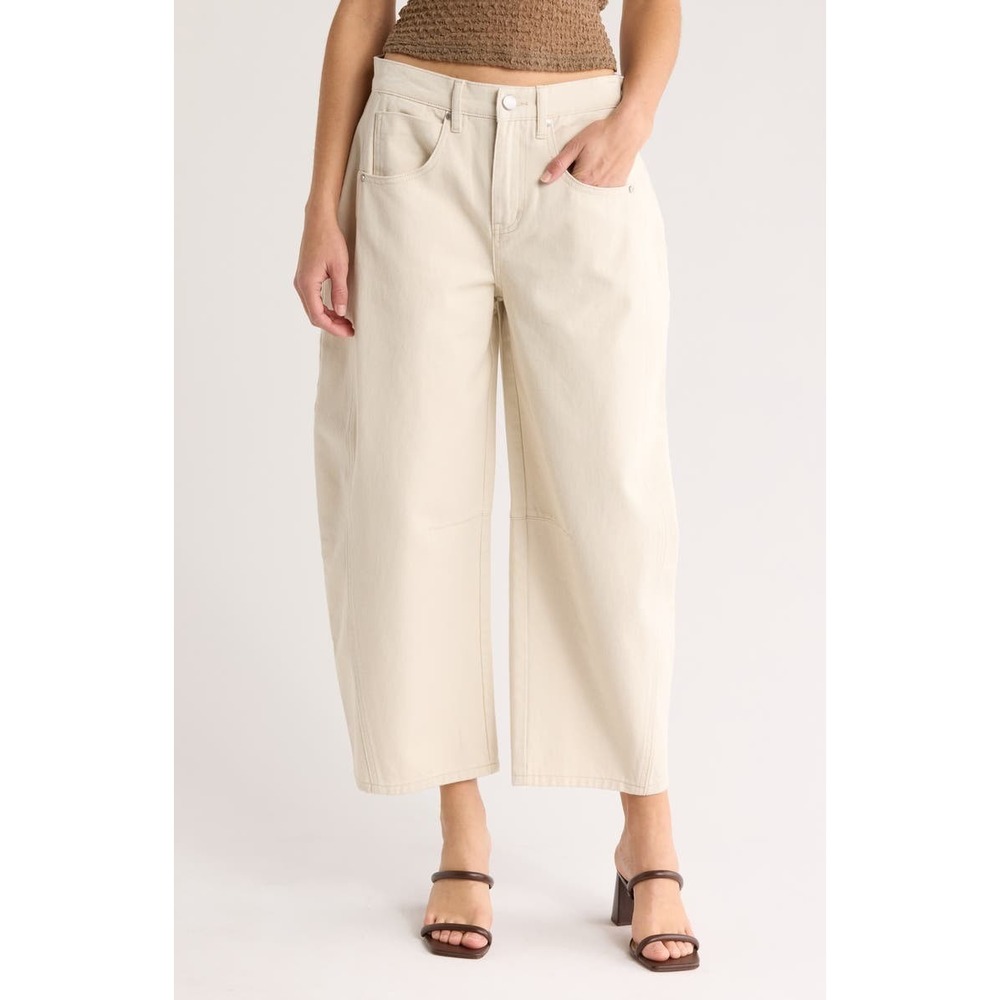 PTCL Cove Low Loose Jeans Womens 29 Beige Denim Cotton High Rise Barrel‎ Leg